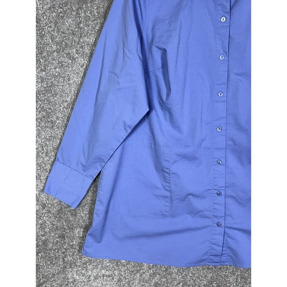Denim & Co Long Sleeve Button Up Tunic Top Womens Size 1X Stretch Blue Pockets - Picture 8 of 15